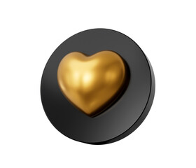 Gold heart icon. 3d illustration
