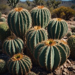 Obraz premium Prickly Elegance: The Graceful Forms of Desert Cacti
