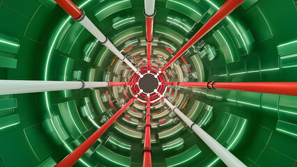 Modern green and red hydrogen renewable energy production pipeline.