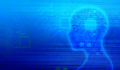 Artificial Intelligence Electronic Circuit Board Humans and High-Tech Future Society electronic circuit background