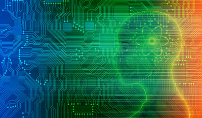 Artificial Intelligence Electronic Circuit Board Humans and High-Tech Future Society electronic circuit background
