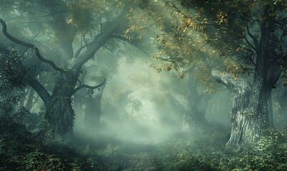 Misty Forest Path: A Haunting Tranquility
