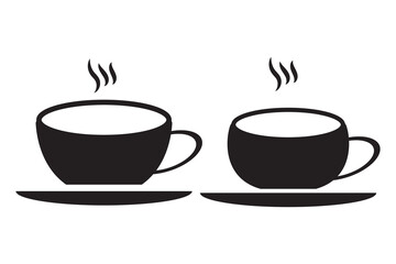 Coffee cup icon set. Cups for coffee and tea. Cup with steam isolated on a white background. Hot drink silhouette