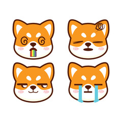 Vector set of cute shiba inu emoticon