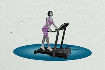 Composite trend artwork 3D sketch image photo collage of sport active training young lady...