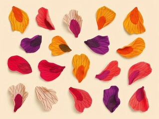 Fabric petals, textured design, flat design illustration