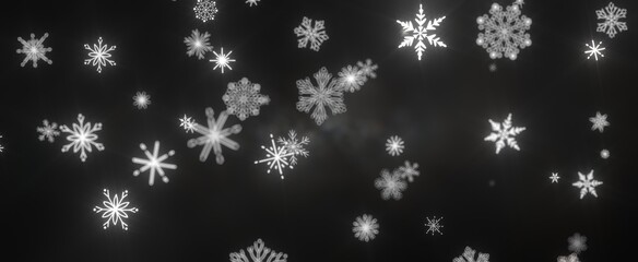 Snowflakes - With Realistic Snowflakes Overlay On Light Silver Backdrop. Xmas Holidays