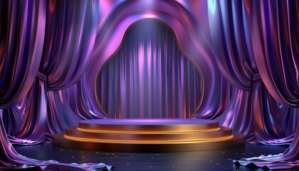 Purple Draped Stage with Glowing Platform