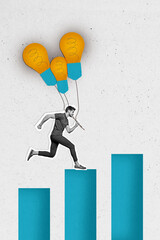 Trend artwork sketch image photo collage of idea lamp smart genius knowledge inspiration clever...