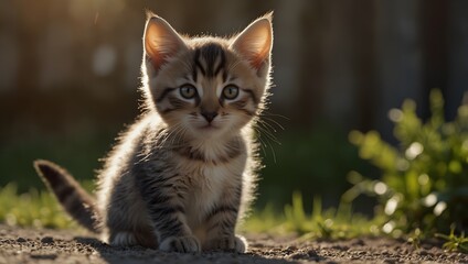 Fototapeta premium A haiku capturing the playful nature of a kitten chasing sunlight ai_generated