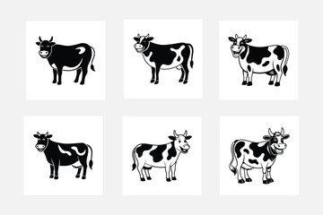 farm agriculture breeding cow vector illustration, isolated on white.