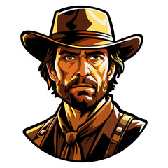 vintage retro logo with a cowboy face4