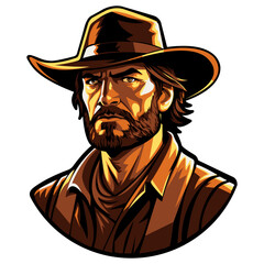 vintage retro logo with a cowboy face10