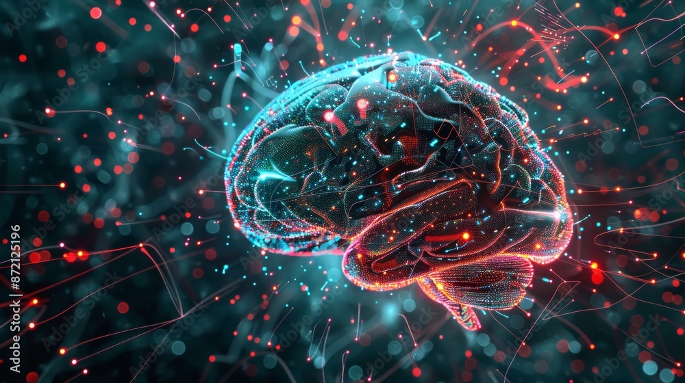 Poster AI Universe: Inside the digital brain with cascading data streams
