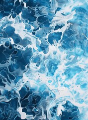 Obraz premium Ocean’s Embrace: Aerial View of Calm Waters and Rippling Waves