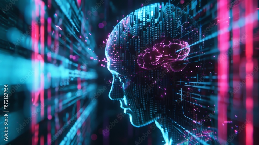 Poster Journey Through AI: Exploring the depths of a digital brain and data streams