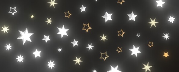 XMAS stars background, sparkle lights confetti falling. magic shining Flying christmas stars on night