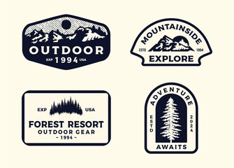 Fototapeta premium RETRO VINTAGE FISHING OUTDOOR ADVENTURE LOGO BADGE PATCH FOR HAT, T-SHIRT, STICKER