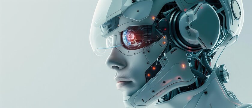 3D facial recognition for law enforcement theme side view aiding criminal identification robotic tone Analogous Color Scheme