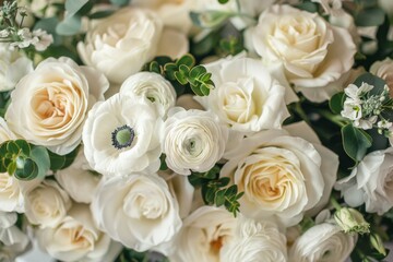 Obraz premium Bouquet of White Roses and Anemones