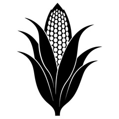 Corn black silhouette white background