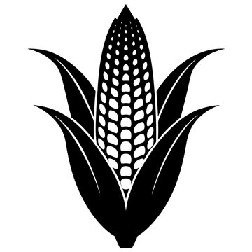 recommend clip art: Corn black silhouette white background