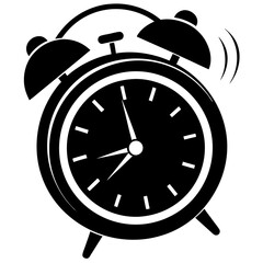 Ringing alarm clock on white background