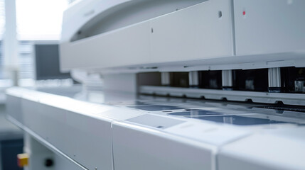 Professional Large Format Digital Printer. Close-Up of Printing Process and Mechanics