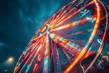 Ferris wheel at night with vibrant lights