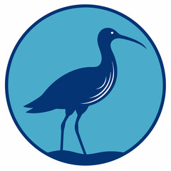 curlew silhouette vector illustration in a circle logo icon