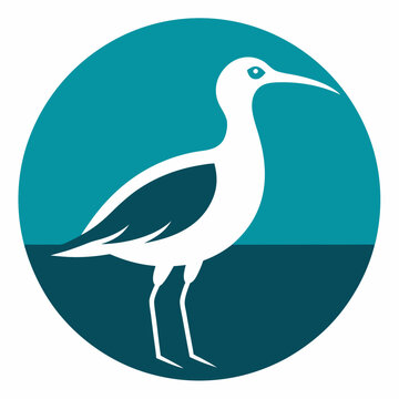 recommend clip art: curlew silhouette vector illustration in a circle logo icon