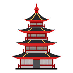 Japanese Pagoda Stands Out on White Symbolic Tranquility