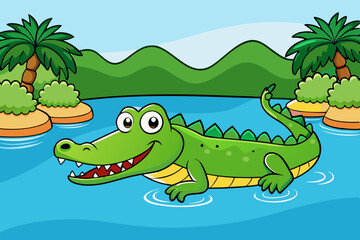 alligator swimming in river