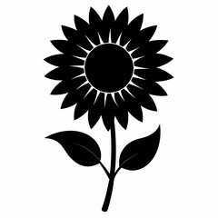 Sunflower silhouette vector white background