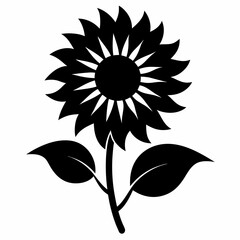 Sunflower silhouette vector white background