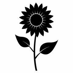 Sunflower silhouette vector white background