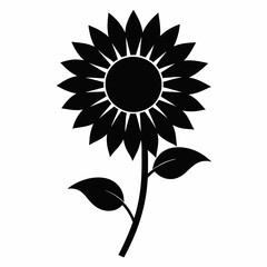 Sunflower silhouette vector white background