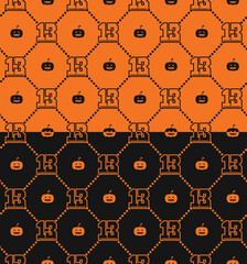 Seamless pattern, Crossed dots lines geometric in halloween themed background illustration vector.