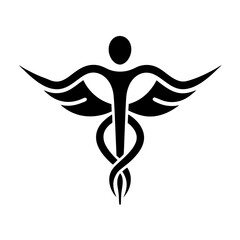 Obraz premium Medical logo vector art illustration with a physiotherapy icon 