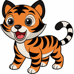 Cute baby tiger roaring vector illustration
