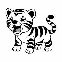 Cute baby tiger roaring vector illustration