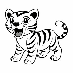 Cute baby tiger roaring vector illustration