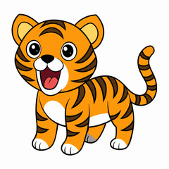 Cute baby tiger roaring vector illustration