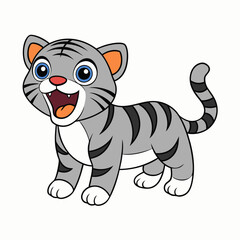 Cute baby tiger roaring vector illustration