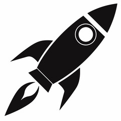 Rocket vector silhouette on white background