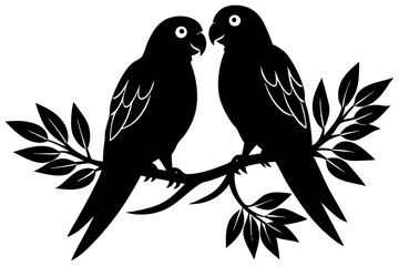 Couple parrot vector silhouette