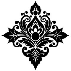 Floral shapes and ornamental designs vector silhouette
