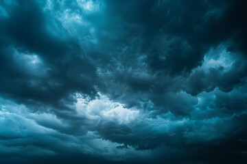 The sky is filled with dark clouds and the sun is barely visible