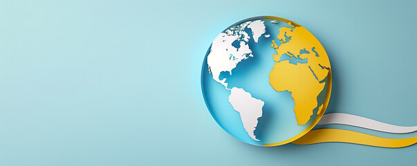 Abstract illustration of earth globe cutting out from paper.