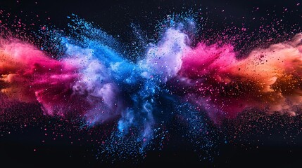 Explosion of Vibrant Colored Powder